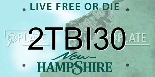 2TBI30 New Hampshire License Plate