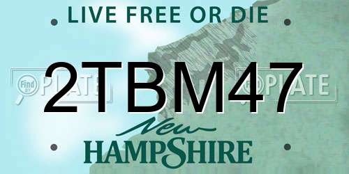2TBM47 New Hampshire License Plate