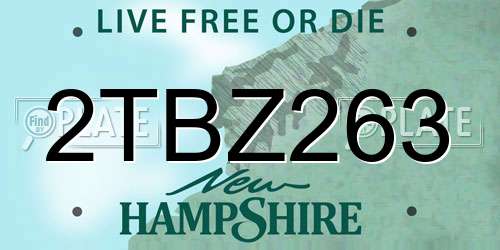 2TBZ263 New Hampshire License Plate