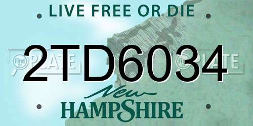 2TD6034 New Hampshire License Plate
