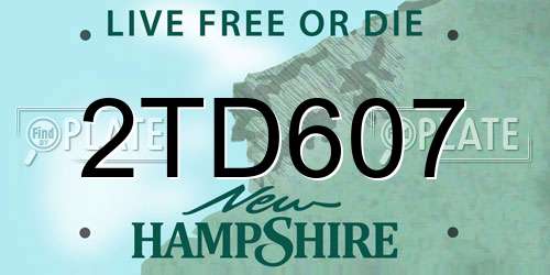 2TD607 New Hampshire License Plate