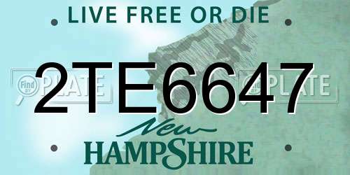 2TE6647 New Hampshire License Plate