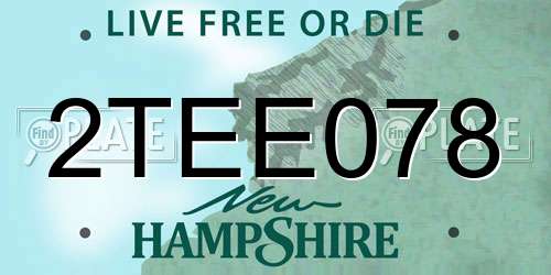 2TEE078 New Hampshire License Plate