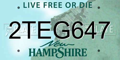 2TEG647 New Hampshire License Plate
