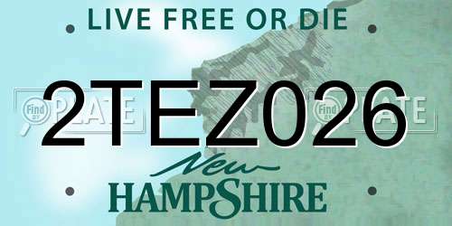 2TEZ026 New Hampshire License Plate