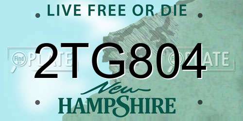 2TG804 New Hampshire License Plate