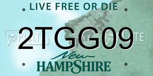 2TGG09 New Hampshire License Plate