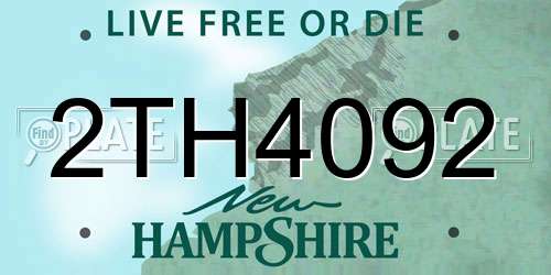 2TH4092 New Hampshire License Plate