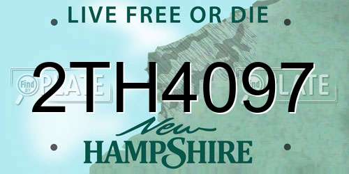 2TH4097 New Hampshire License Plate