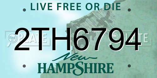 2TH6794 New Hampshire License Plate