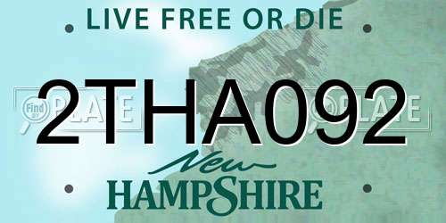 2THA092 New Hampshire License Plate