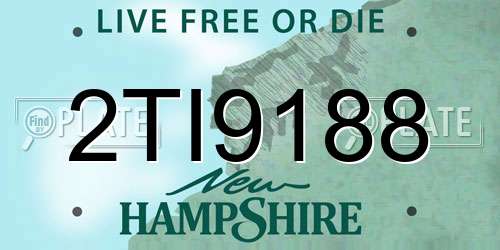 2TI9188 New Hampshire License Plate