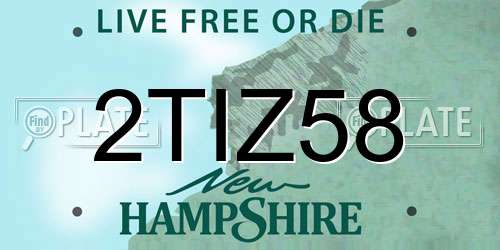 2TIZ58 New Hampshire License Plate