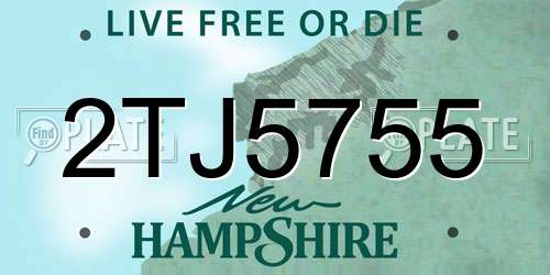 2TJ5755 New Hampshire License Plate
