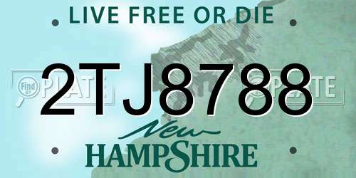 2TJ8788 New Hampshire License Plate