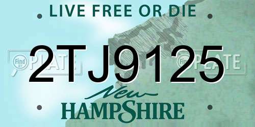 2TJ9125 New Hampshire License Plate