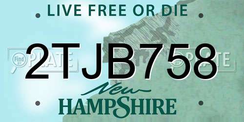 2TJB758 New Hampshire License Plate