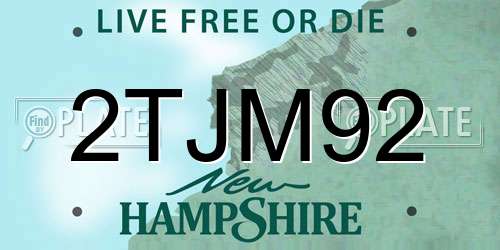 2TJM92 New Hampshire License Plate