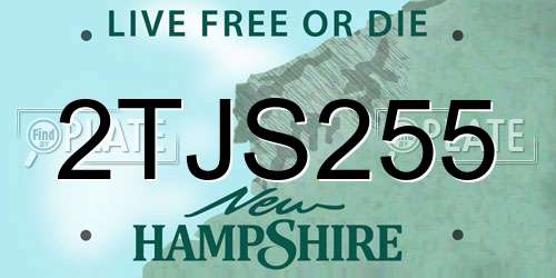 2TJS255 New Hampshire License Plate