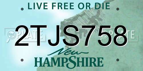 2TJS758 New Hampshire License Plate