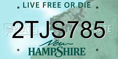 2TJS785 New Hampshire License Plate