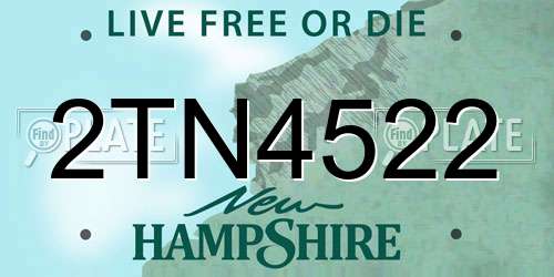2TN4522 New Hampshire License Plate