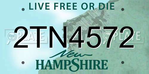 2TN4572 New Hampshire License Plate