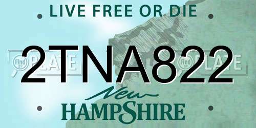 2TNA822 New Hampshire License Plate