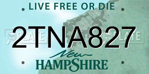2TNA827 New Hampshire License Plate