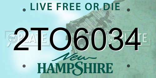 2TO6034 New Hampshire License Plate