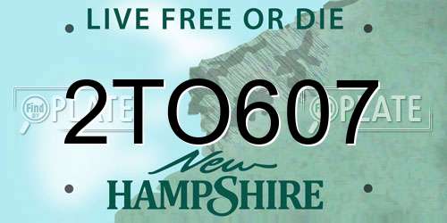 2TO607 New Hampshire License Plate