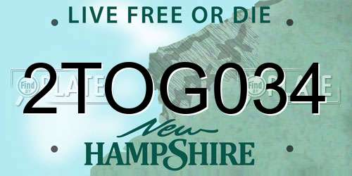 2TOG034 New Hampshire License Plate