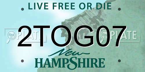 2TOG07 New Hampshire License Plate