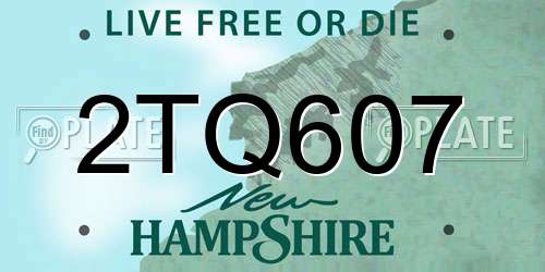 2TQ607 New Hampshire License Plate