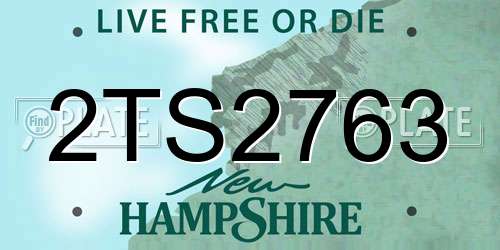 2TS2763 New Hampshire License Plate