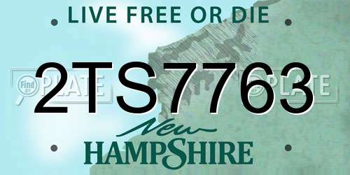 2TS7763 New Hampshire License Plate
