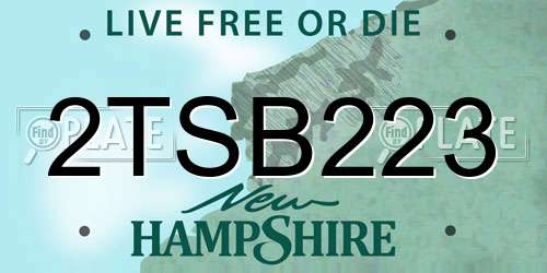 2TSB223 New Hampshire License Plate