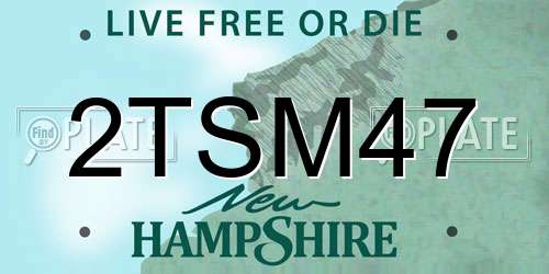 2TSM47 New Hampshire License Plate