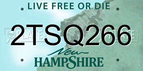 2TSQ266 New Hampshire License Plate