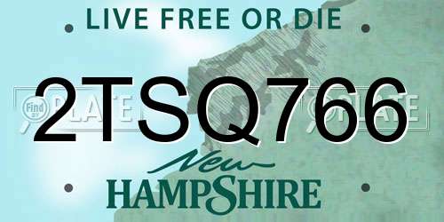 2TSQ766 New Hampshire License Plate