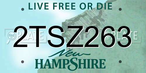2TSZ263 New Hampshire License Plate