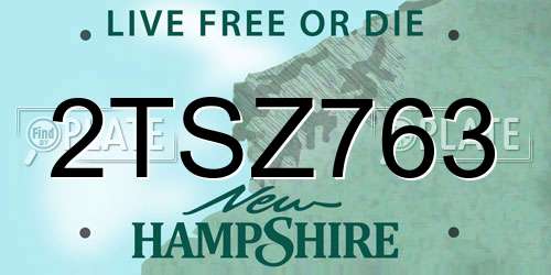 2TSZ763 New Hampshire License Plate