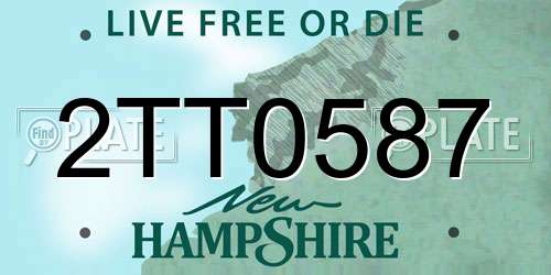 2TT0587 New Hampshire License Plate