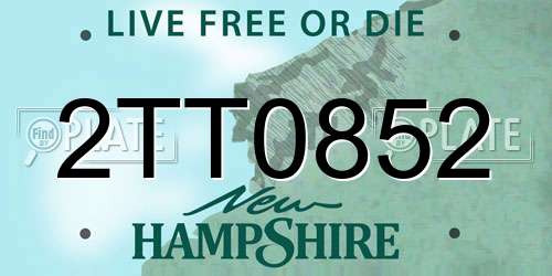 2TT0852 New Hampshire License Plate