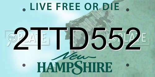 2TTD552 New Hampshire License Plate