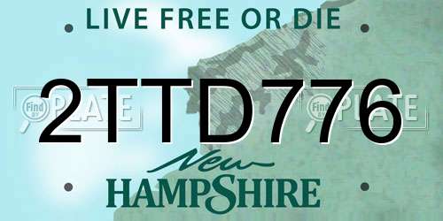 2TTD776 New Hampshire License Plate