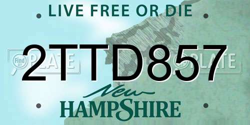 2TTD857 New Hampshire License Plate