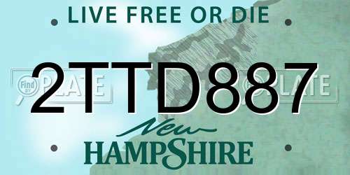2TTD887 New Hampshire License Plate