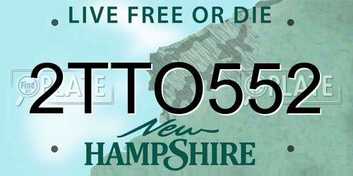 2TTO552 New Hampshire License Plate