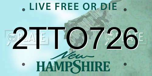 2TTO726 New Hampshire License Plate